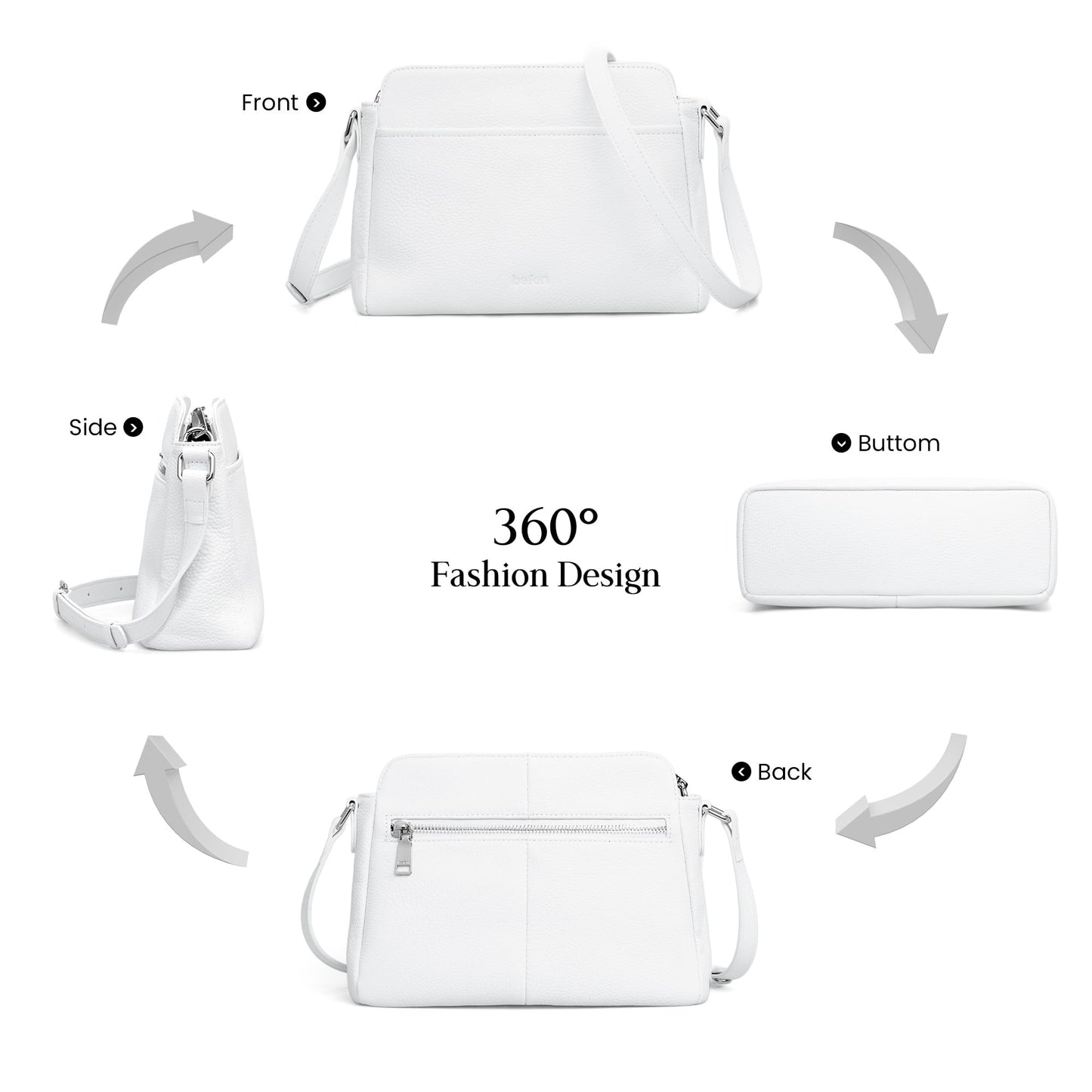 befen Small White Purses for Women Genuine Leather Crossbody Bags with RFID Blocking Anti Theft Travel Cross Body Hangbags 2026 Spring Summer Purse