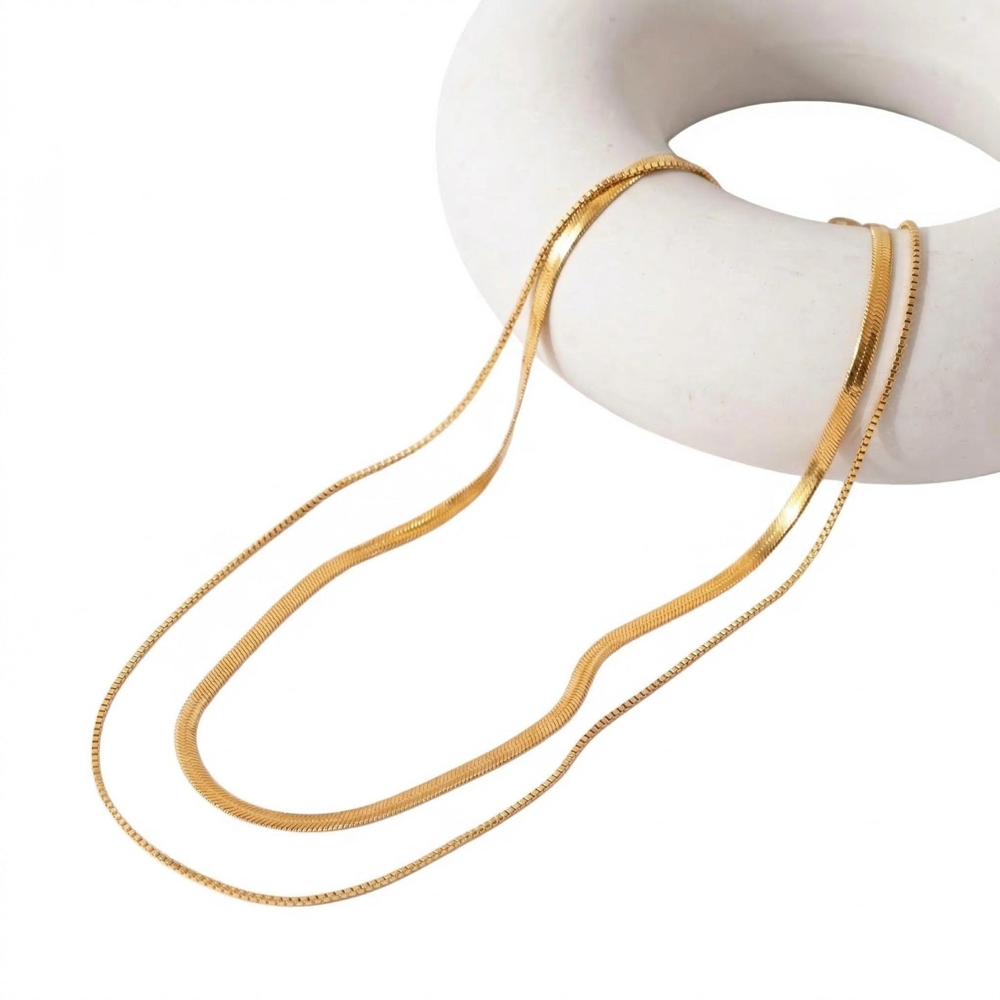 ANDKISS Gold Necklace Stack for Women - 14K Gold Plated Layered Necklace Trendy Minimalist Snake Chain Necklaces Simple Choker Necklaces Jewelry Christmas Gift for Womem