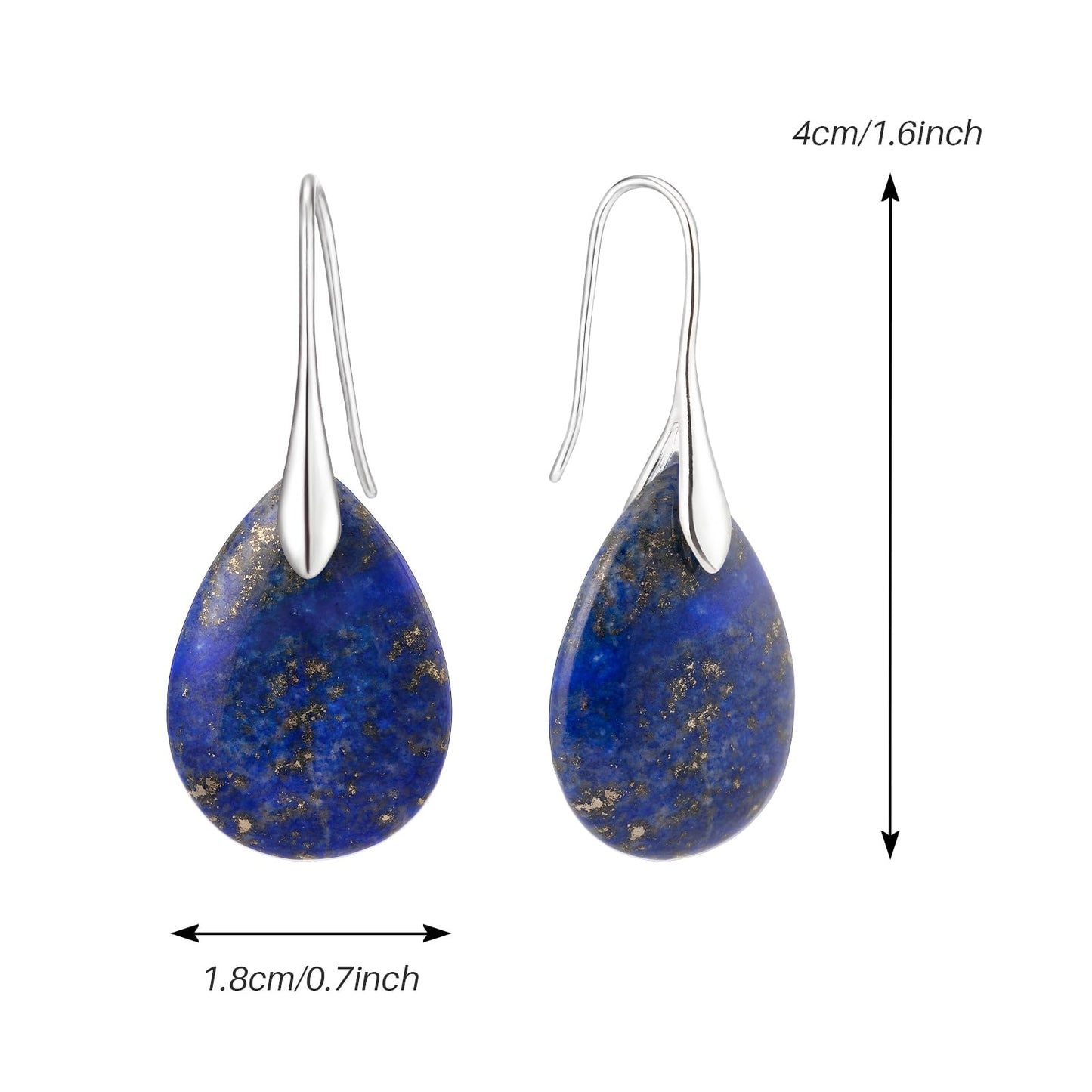 SELOVO Blue Agate Stone Teardrop Fishhook Dangle Drop Earrings Silver Tone