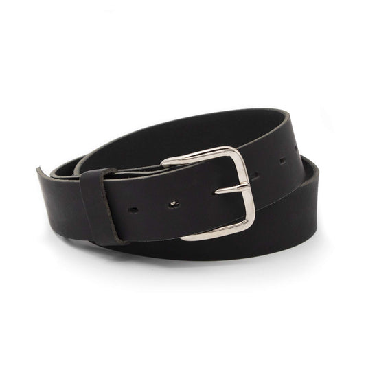 Main Street Forge Journeyman Leather Belt | Made in USA | Black w/Silver Buckle | Size 38