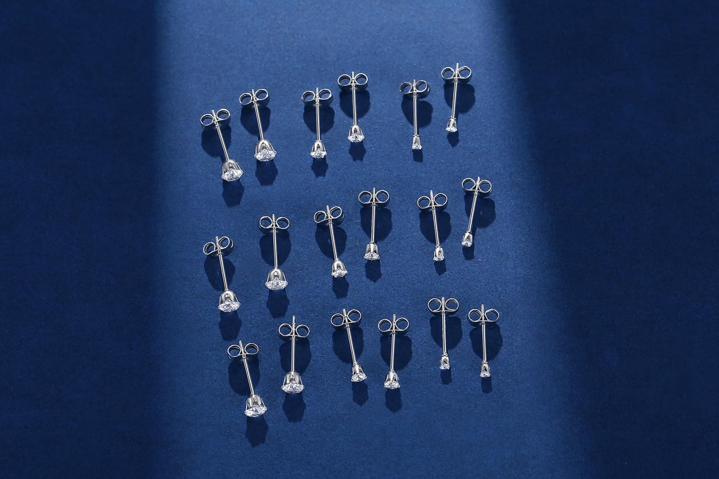 FOSIR 10 Pairs 4mm Tiny Women's Surgical Stainless Steel Clear Cubic Zirconia Stud Earrings, Hypoallergenic 316L Earrings Pack
