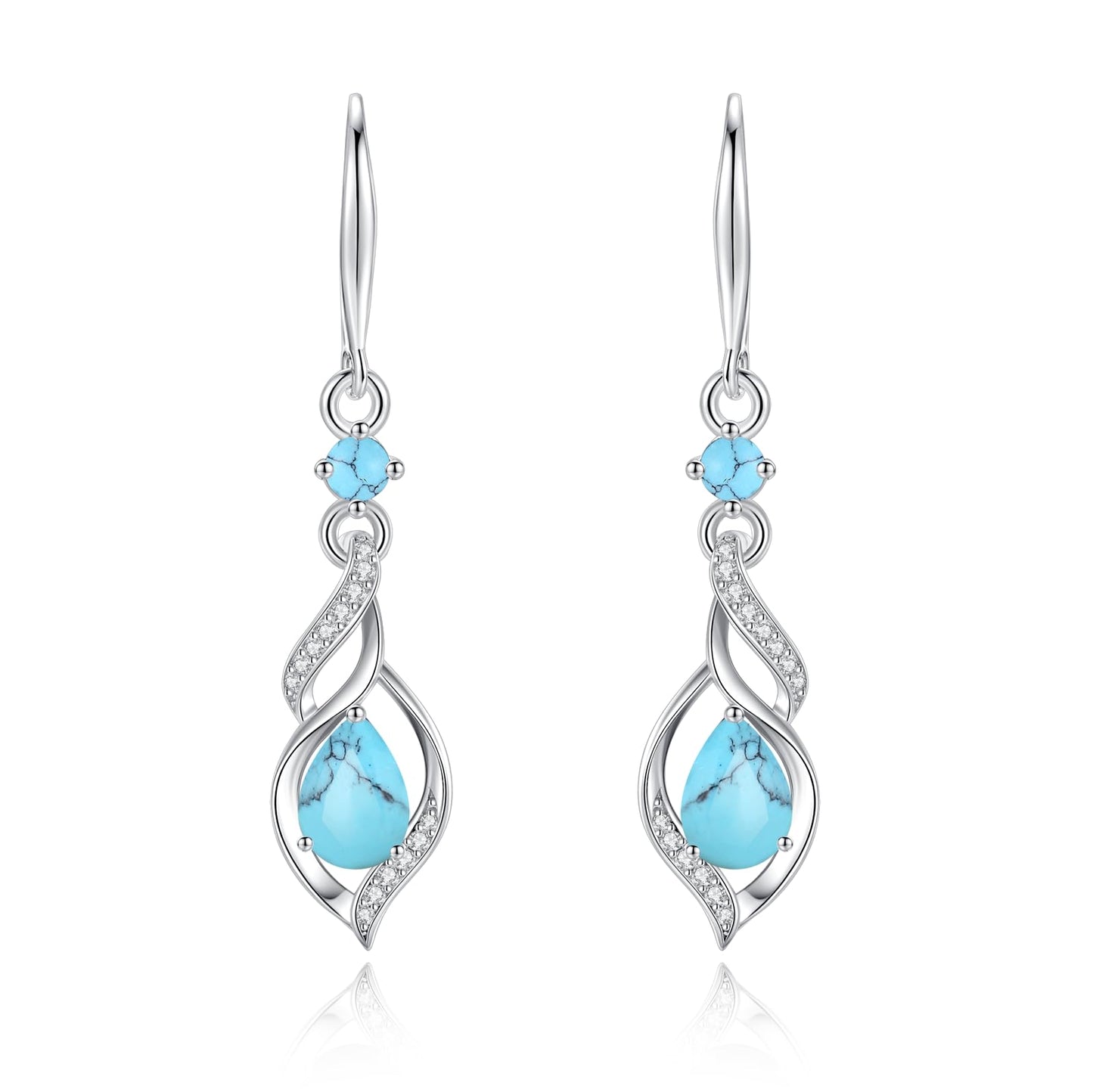 FANCIME Gift for Women December Birthstone Dangle Earrings for Women Teardrop Turquoise Earrings S925 Sterling Silver infinity Love Birthday Gifts for Mom Women