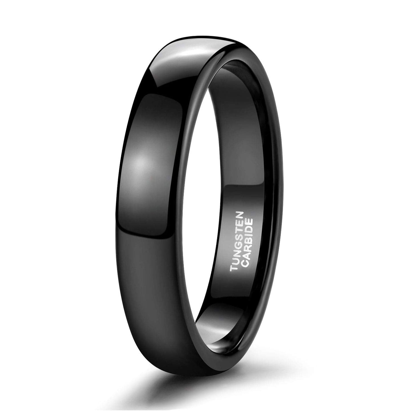 TRUMIUM 4mm Mens Womens Wedding Band Tungsten Carbide Black Rings High Polished Beveled Edges Comfort Fit Size 11