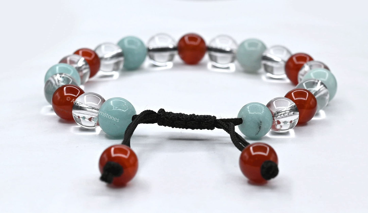 Amazing Gemstone Creativity Manifestation Bracelet - Clear Quartz Amazonite Carnelian Set for Men Women Healing Calming Anxiety Stress Relief Gifts Pulseras Para Hombres Mujer Stocking Stuffers