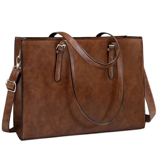Laptop Bag for Women Waterproof Lightweight Leather 15.6 Inch Computer Tote Bag Business Office Briefcase Large Capacity Handbag Shoulder Bag Professional Office Work Bag