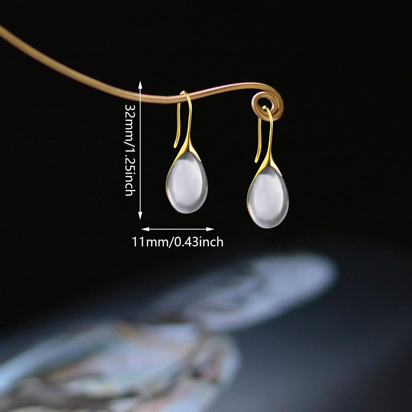 JIMARIN Lightweight Vintage Sparkly Crystal Rhinestone Teardrop Dangle Drop Earrings Bohemian14K Gold Geometry Hook Earring for Women (Gold Grey)