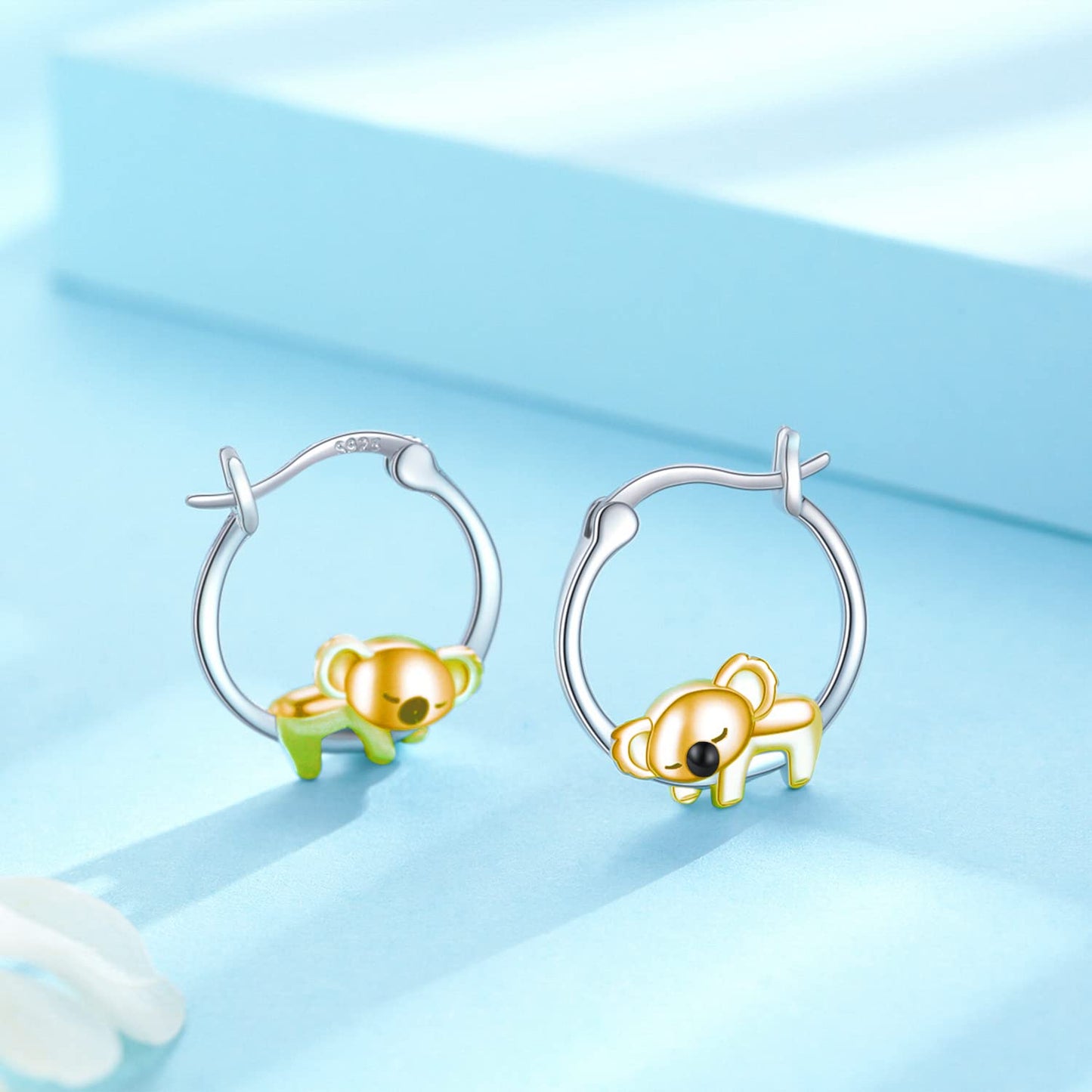Koala Hoop Earrings for Women Girls Sterling Silver Small Animal Huggie Hoop Earrings for Sensitive Ears Koala Jewelry Gifts for Little Girls