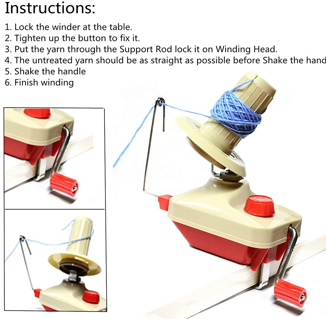 𝐘𝐚𝐫𝐧 𝐖𝐢𝐧𝐝𝐞𝐫 - Yarn Ball Winder Easy to Set Up and Use - Hand Operated Yarn Winder 3.5 Ounce Capacity +1 Set 4 Size pompom maker +20 PCS Needle Button Set + 1 PCS Scissors