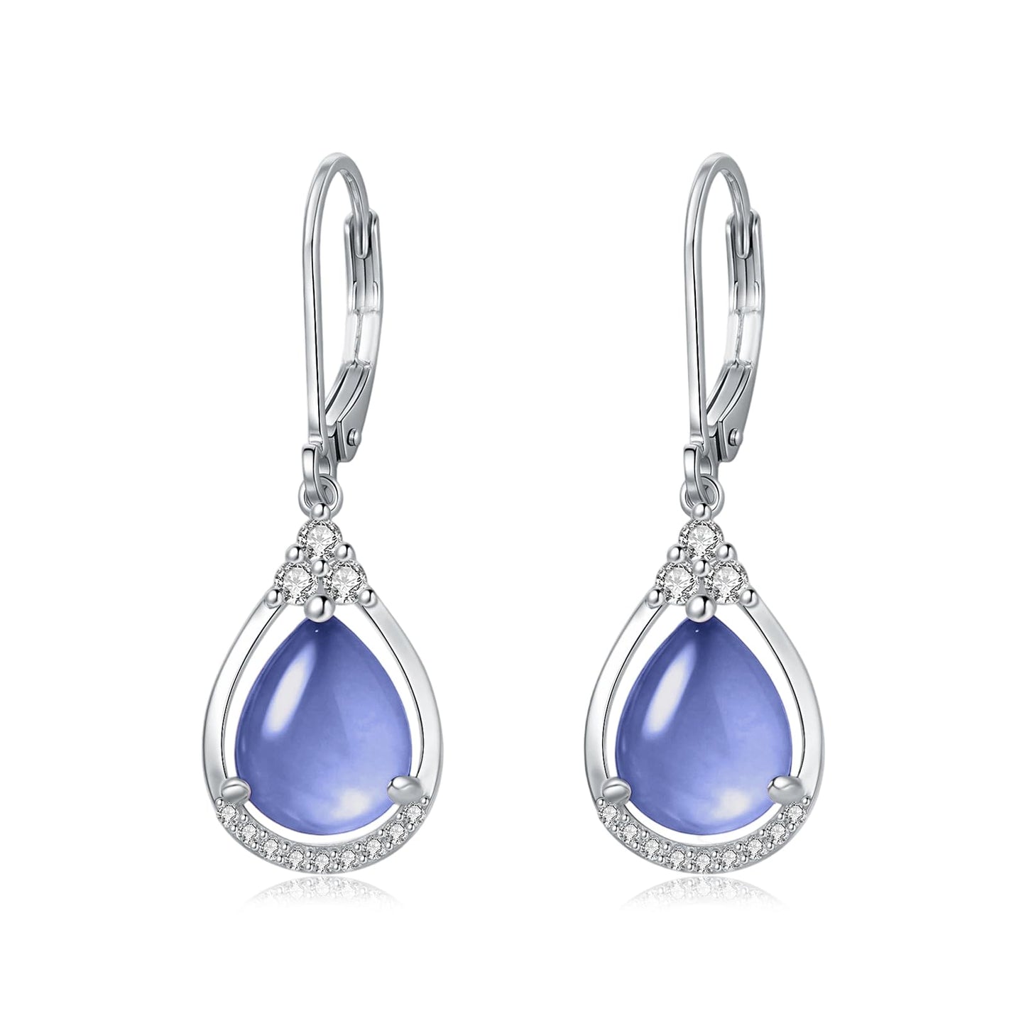 Green Earrings Sterling Silver Leverback Teardrop Dangles Earring Jewelry Christmas Gifts for Women