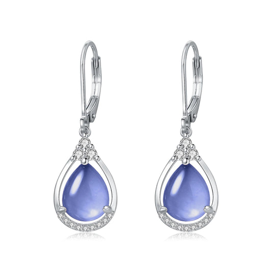 Green Earrings Sterling Silver Leverback Teardrop Dangles Earring Jewelry Christmas Gifts for Women