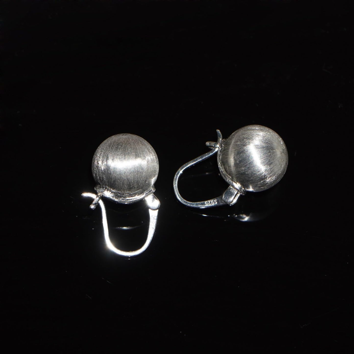 OwMell Elegant 925 Sterling Silver Pearl Drop Earrings Dangle Stud Gold Plated Earrings for Women Large Size 12mm - Brushed Silver