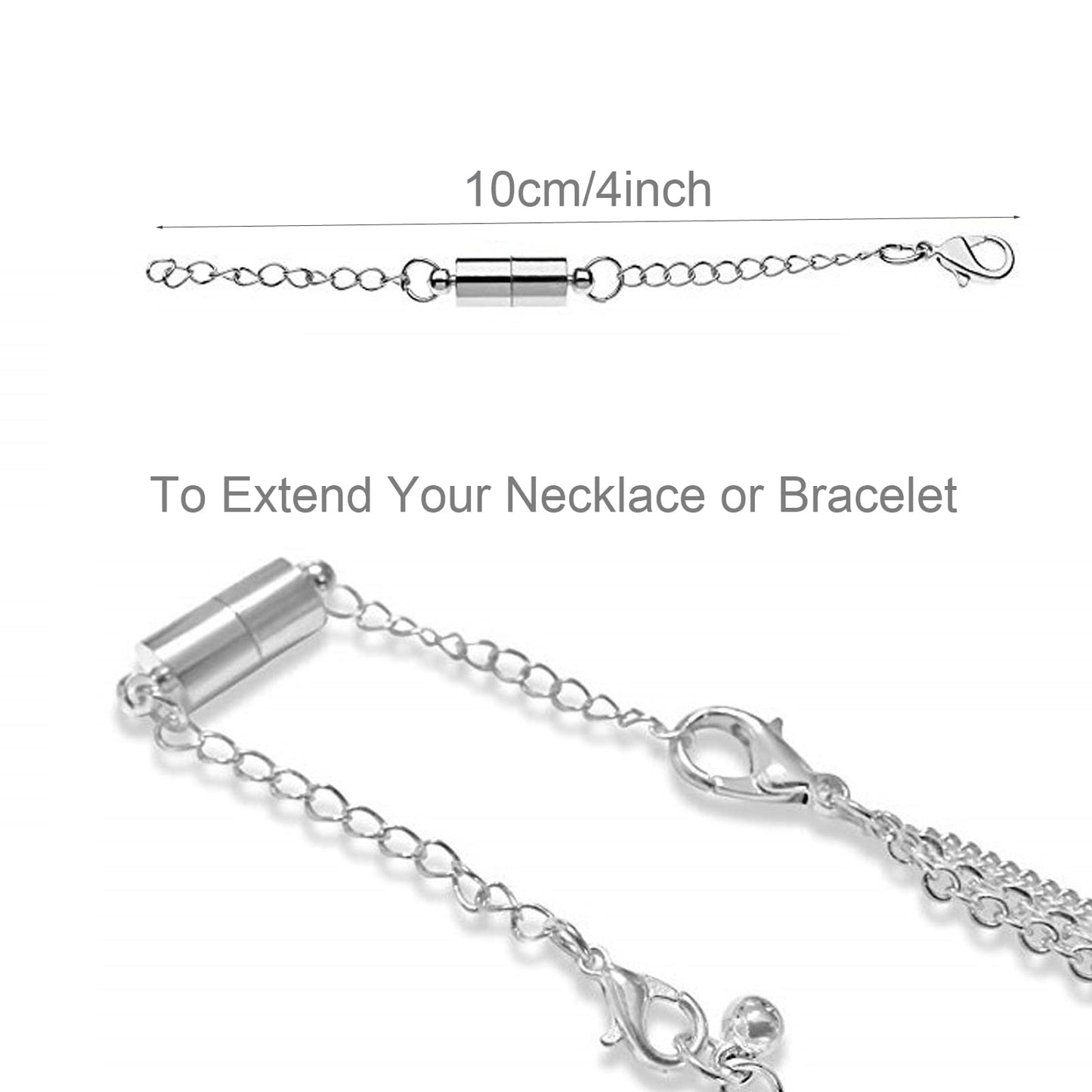 Mizeer Magnetic Necklace Extenders, Magnetic Necklace Clasps with Extender Chains