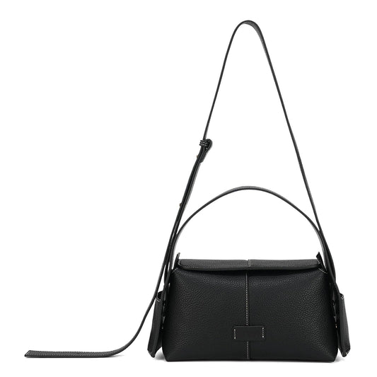 Goinsound Trendy Shoulder Purses Medium Black Handbags For Women Leather Crossbody Bag With Adjustable Strap