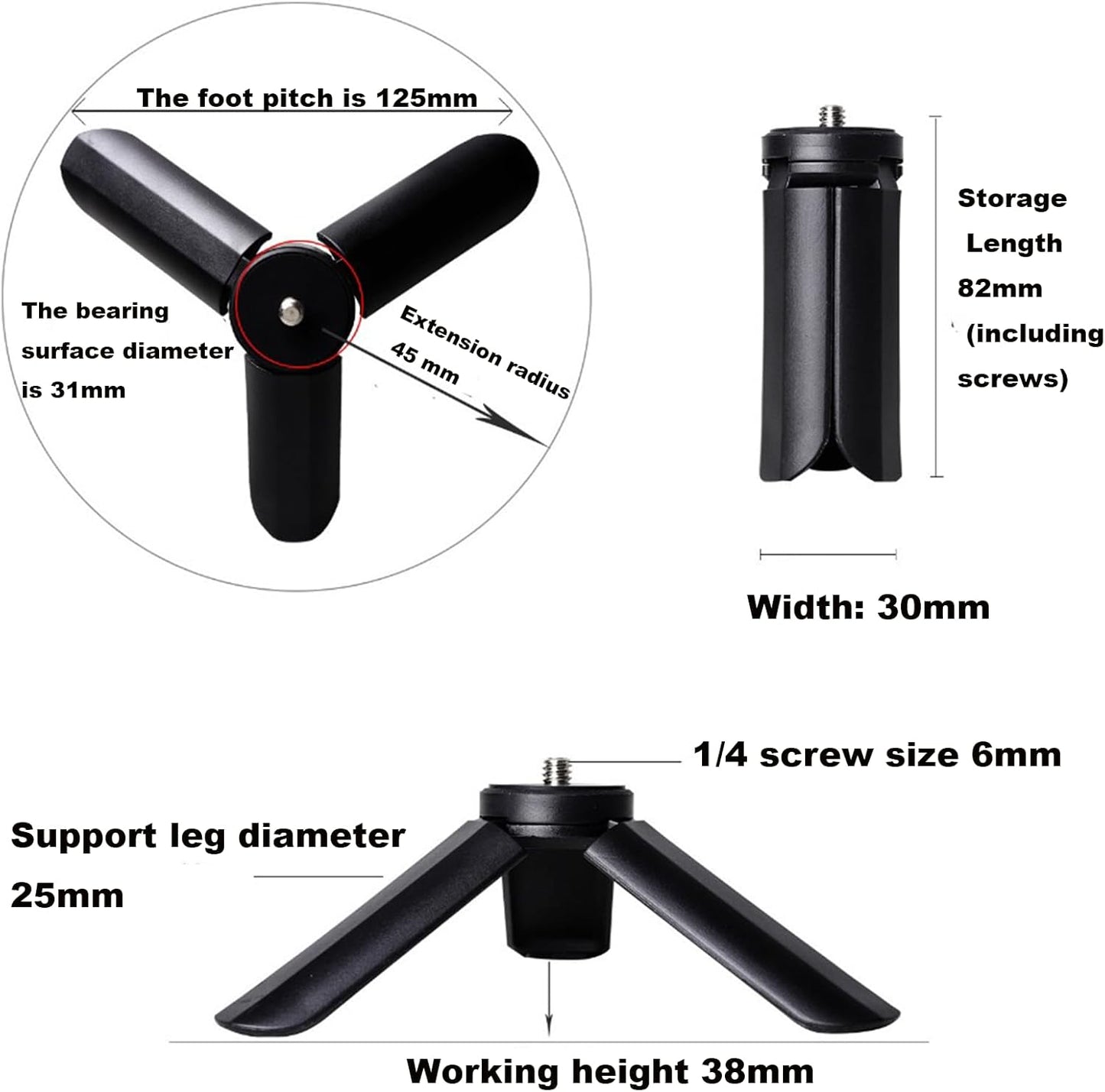 FWKAILEPING 2 Pack 3 2 (2Black) Mini Tripod Compatible with DJI Osmo Pocket & Portable Camera Tripod Desktop Stand