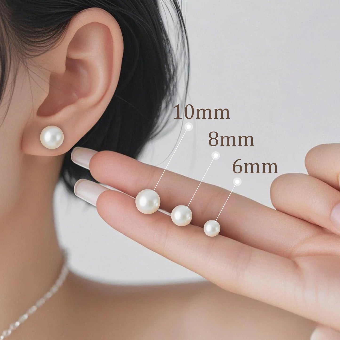 Natural Freshwater Cultured Pearl Stud Earrings, AAAA+Handpicked, Sterling Silver 18K Gold Plated Hypoallergenic Earring Studs Jewelry For Women (8mm)