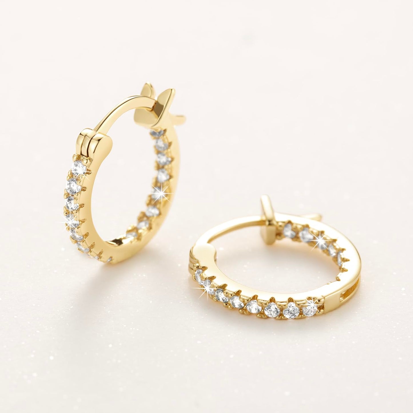 Aidomiya 14K Gold Earrings for Women Gold Hoop Earrings for Women Hoop Earring for Womens Hoops with Dual-sided Cubic Zirconia Hypoallergenic Hoops Earring for Womens Sensitive Ears 20MM