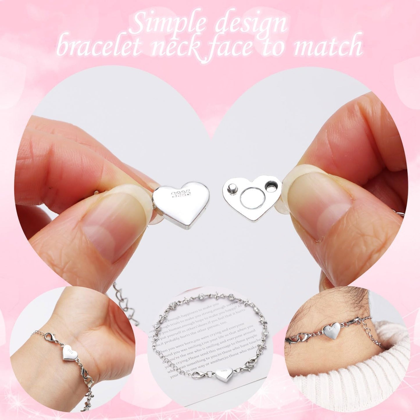 Magnetic Clasp Converter, Heart Design Lobster Clasps for Necklaces and Bracelets, Gold and Silver (3pcs Silvery)