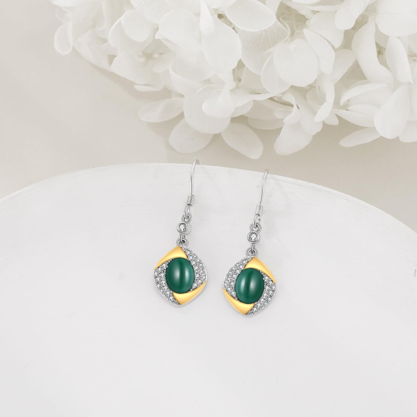 Jade Drop Dangle Earrings 925 Sterling Silver Jewelry Gifts for Women