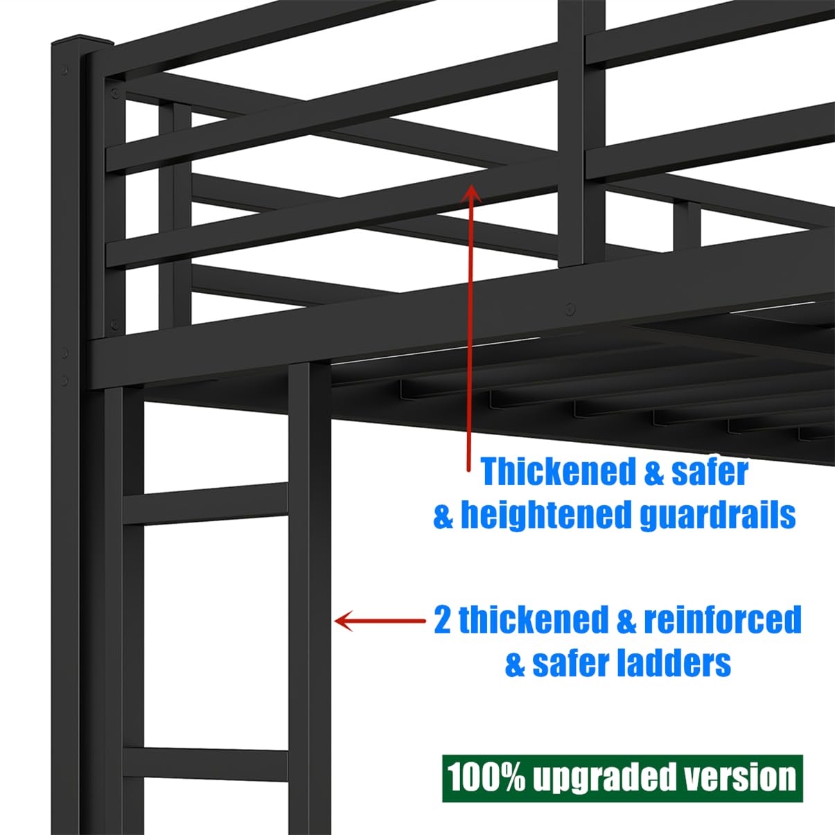 QLUSAN Latest Upgraded & Stronger Heavy Duty Metal Twin XL Over Queen Size Bunk Bed, Safer Thickened More Stable Bunkbed (Greater Weight Capacity) (Twin XL Over Queen)