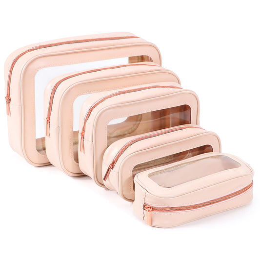 YOPCDJ 5PCS Diaper Bag Organizer Pouch Set, TSA Approved Toiletry Bag，Clear Waterproof TPU Makeup Bag Set Travel Organizer Bags for Women and Kids