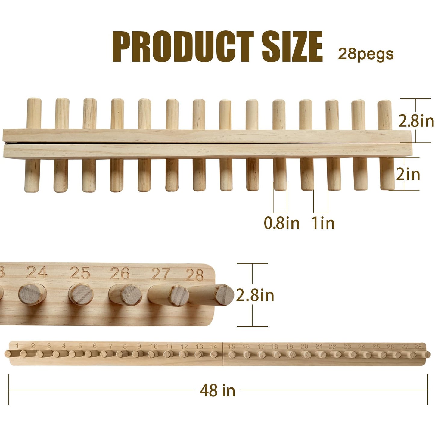 whewinhie Chunky Blanket Loom Wooden Knitting Looms, Extra Large Adjustable Foldable Design, Installation Free Chunky Blanket Making Tool 48 Inch