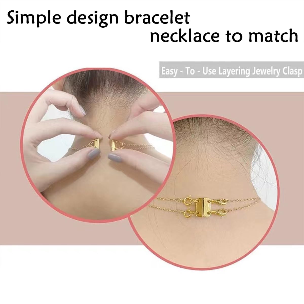 Layering Magnetic Necklace Clasps, Multiple Necklace Clasp,Necklace Clasps for Layered Look，Stainless Steel Chain Link Clasps for Necklaces and Bracelets, Silver, Gold (3 Silver A)