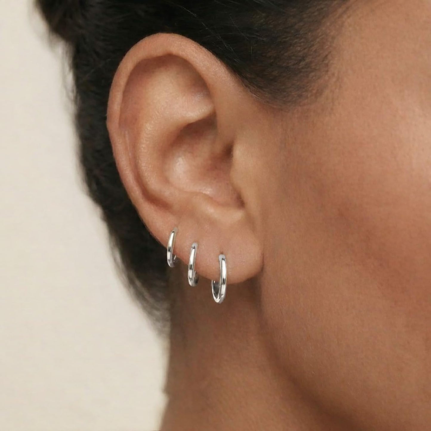 3Pairs Sterling Silver Hoop Earrings Set for Women Trendy Chunky Huggie Dainty Earring Jewelry for Women Teens (Silver - Classic 3 Pairs)
