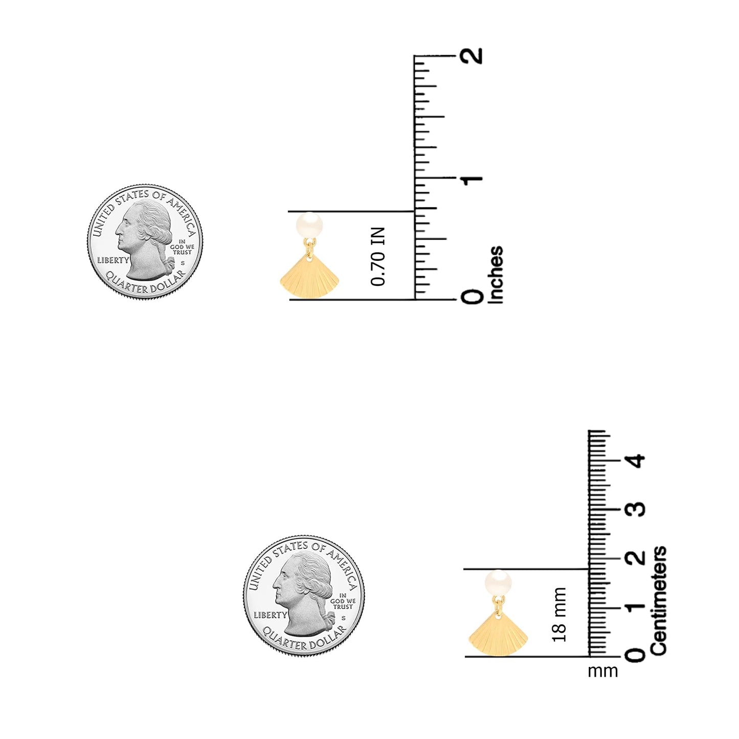 LeCalla 925 Sterling Silver Freshwater Pearl Stud Earrings for Women | 14K Gold-Plated Shell Pearl Earring 18 MM