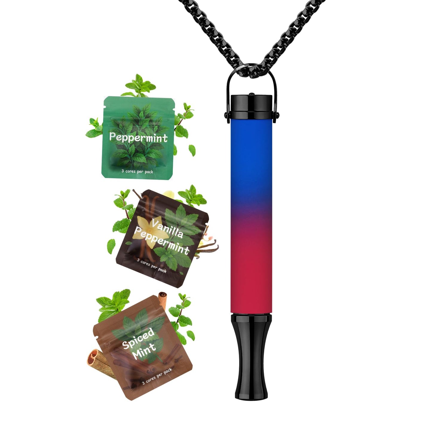 ASTOFLI Breathing Necklace For Anxiety Adults - Adjustable Air Outlet Breathe Necklaces With Flavored - Breath Free Stress Relief Device With Flavor - Meditation Gifts For Women Men