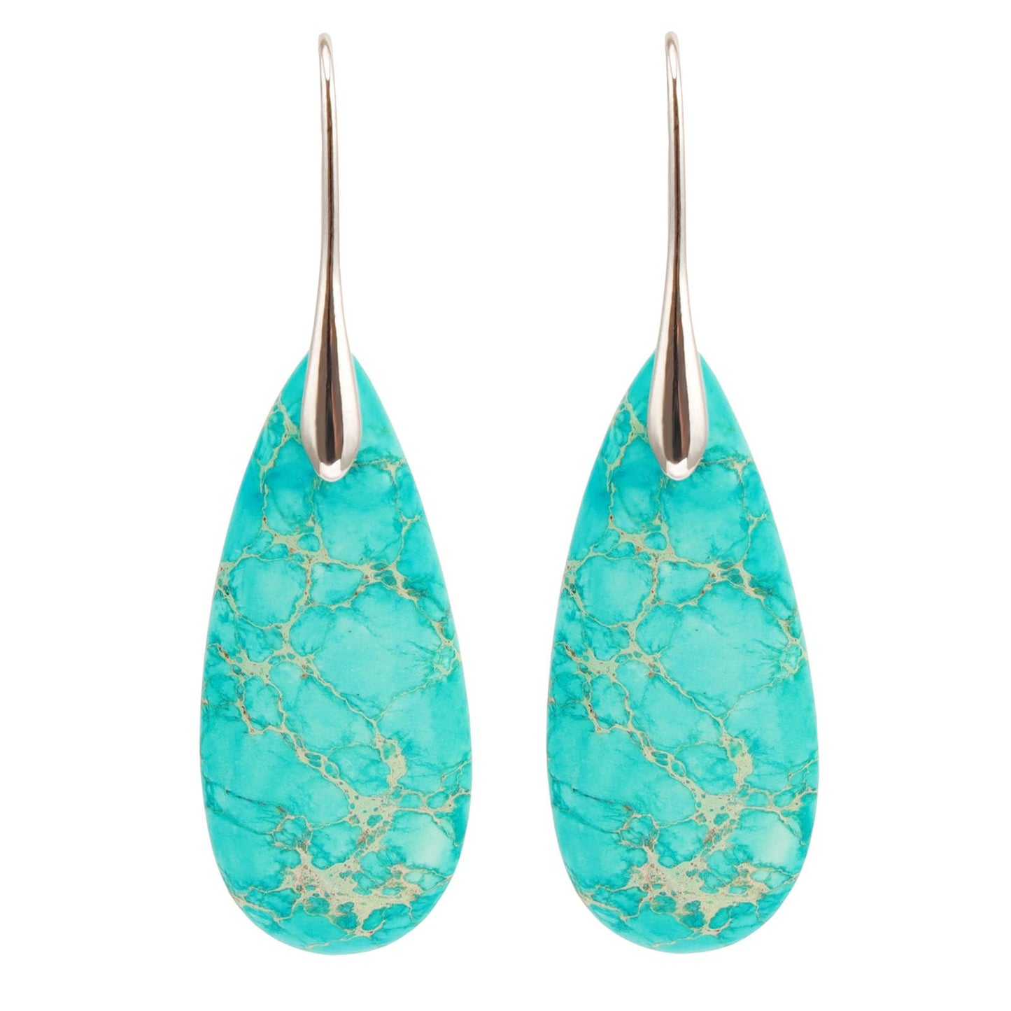Lettarius Natural Crystal Healing Moon Stone Drop Earrings for Women Sea Sediment Rock Teardrop Birthstone Sapphire Turquoise Quartz Dangle Silver Plated Jewelry