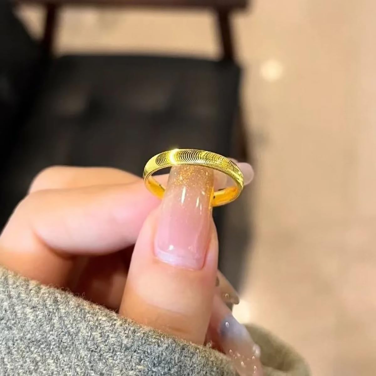 LUDKCCIR Lymphatic Magtherapy Cats Eye Ring for Women, Dainty Lymph Detox Drainage Titanium Ion Therapy Rings Finger Jewelry Gift for Men Gold 7