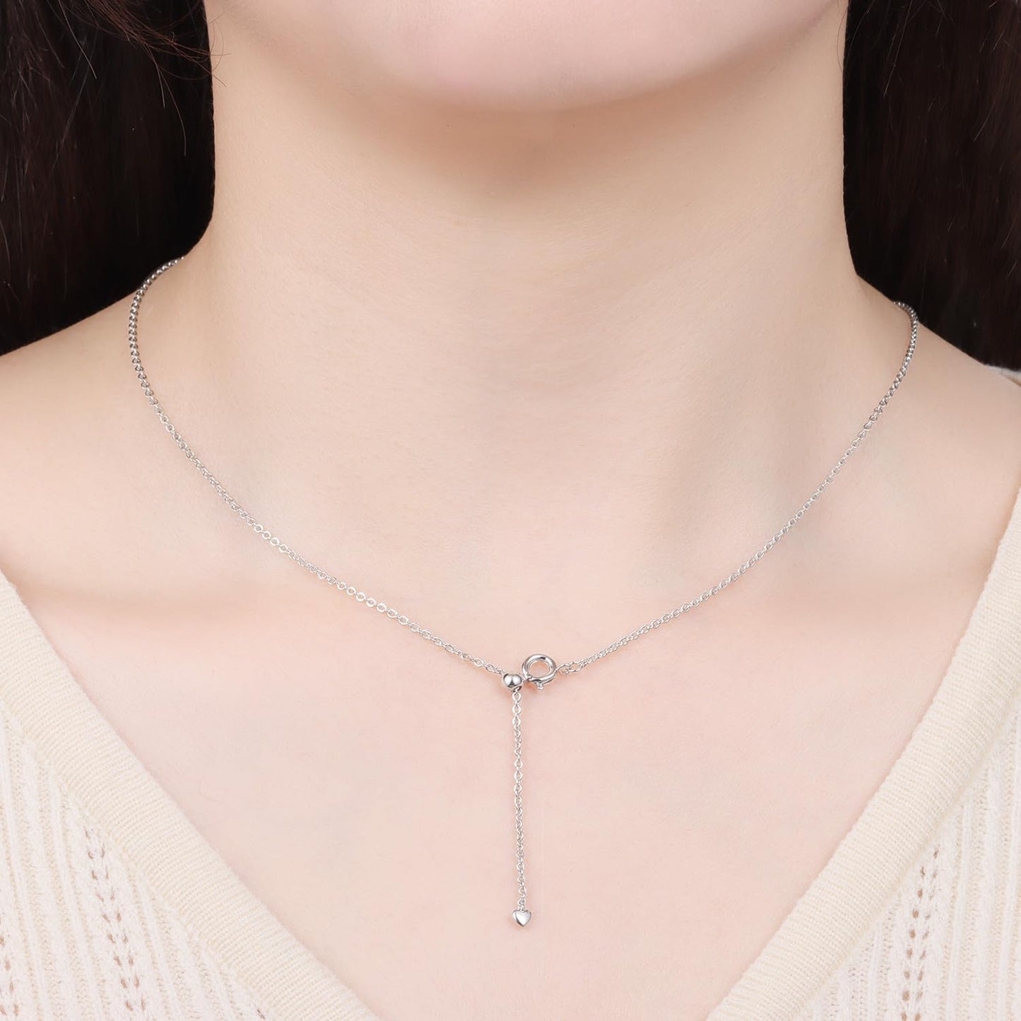 MISEFF 925 Sterling Silver Fashion Pendant Necklace for Women，Fashion Jewelry, 18K Gold Plated， Advanced Retro Series Link Chains ，Basic Multifunctional Accessories Suitable for Multiple Occasions and Daily Wear (Love sliding chain)