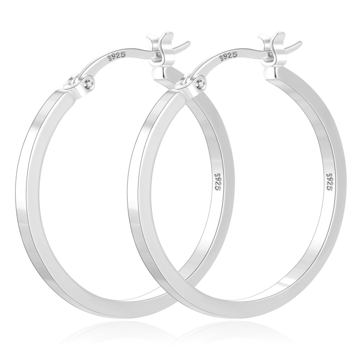 PABBEU 925 Sterling Silver Hoop Earrings Hypoallergenic Silver Hoop Earrings Lightweight Large Hoop Earrings for Women with 925 Sterling Silver Post 20/30/40/50/60/70mm
