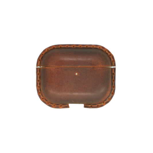 JJNUSA Genuine Vintage Crazy Horse Leather Distressed Leather for Airpods Pro 3 3rd Gen (2025) Wireless Charging Case Protective Cover Earbud Case Brown