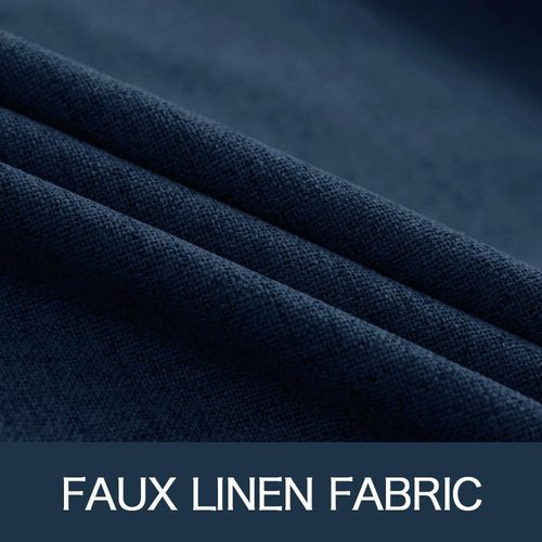 MIULEE Blackout Curtains - 100% Thermal Insulated Linen Textured Drapes | Midnight Blue, 52 x 45 Inch (2 Panels)