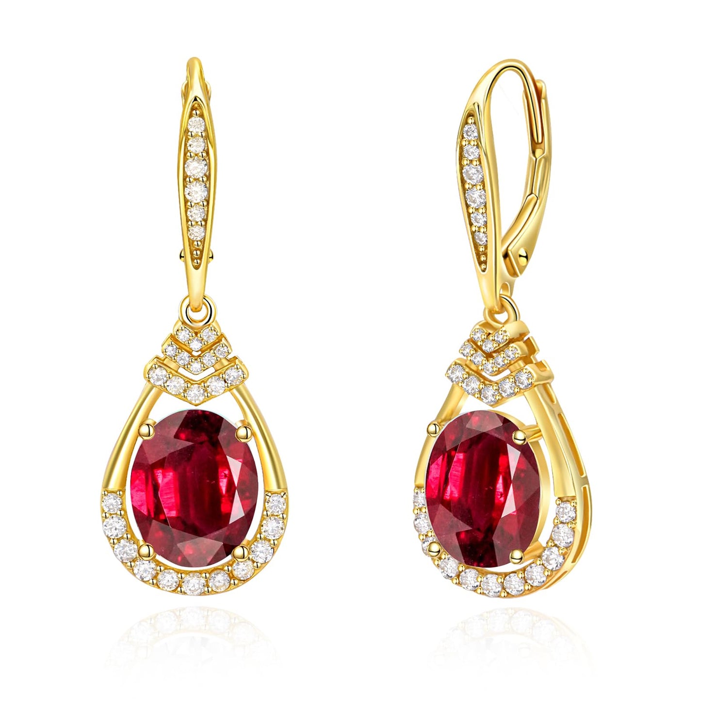 Red Garnet Earrings Gifts for Women Sterling Silver January Birthstone Teardrop Leverback Drop Earring for Women 18K Gold Plated Wedding Jewelry for the Bride Earrings Birthday Gifts for Mom Party