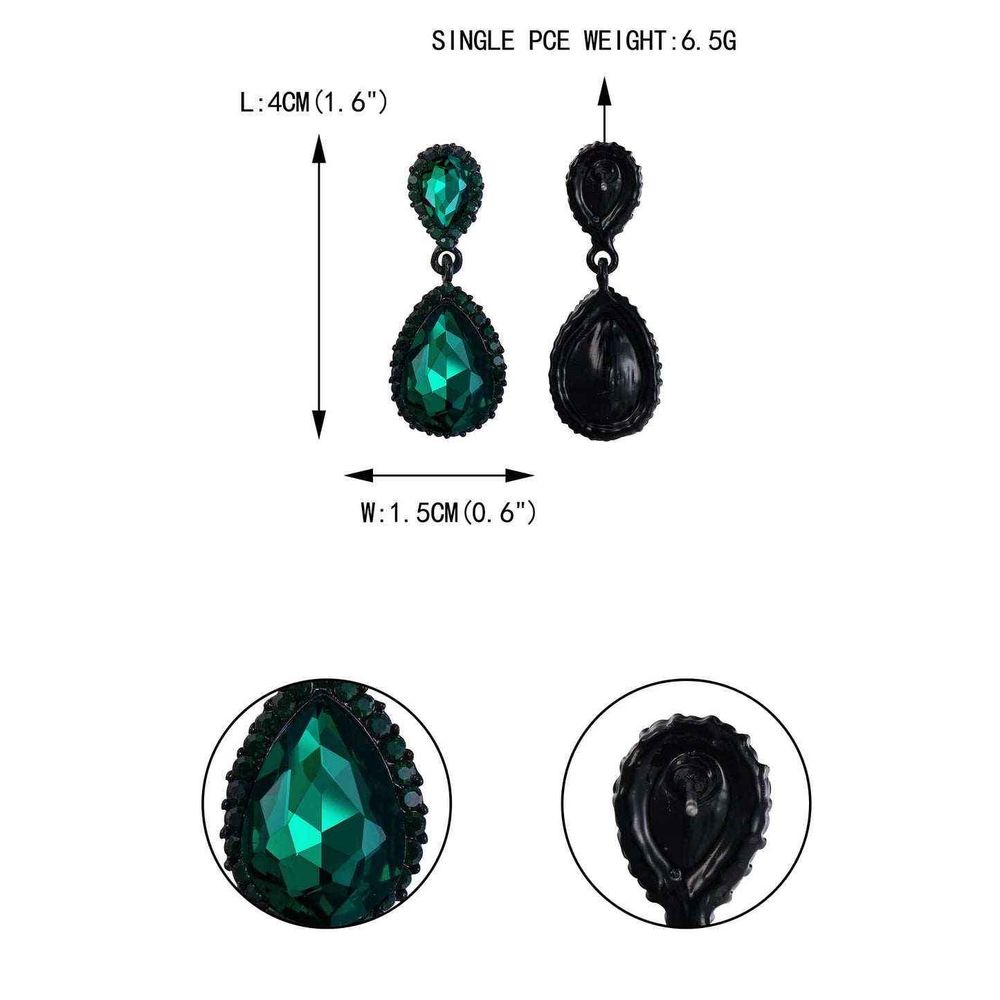EVER FAITH Women's Austrian Crystal Dangle Earrings, Elegant Party Prom Waterdrop Pierced Earrings Green Black-Tone