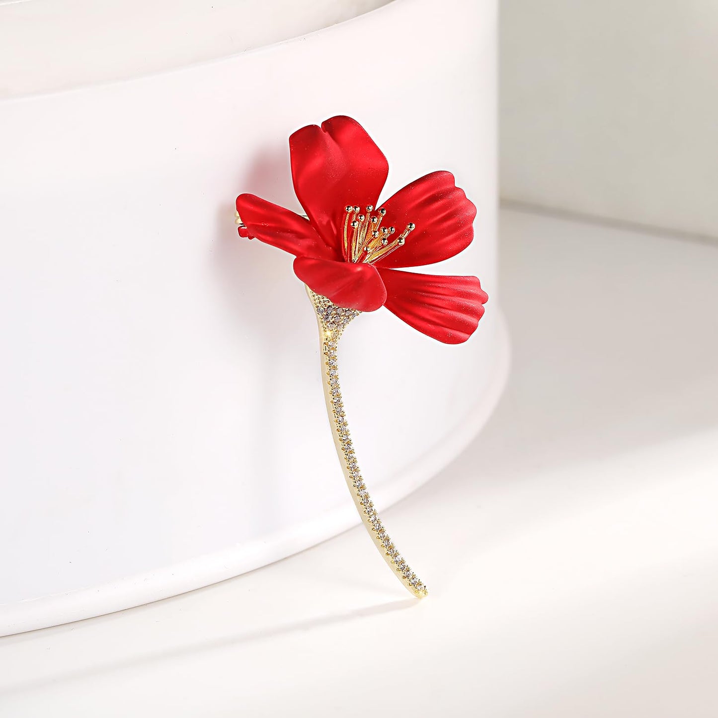 AILONMEI Floral Series Brooch Pins For Women Fashion Costume Pearl Flower Designer Broach & Pins Jewelry Christmas Gift (Hibiscus Flower)