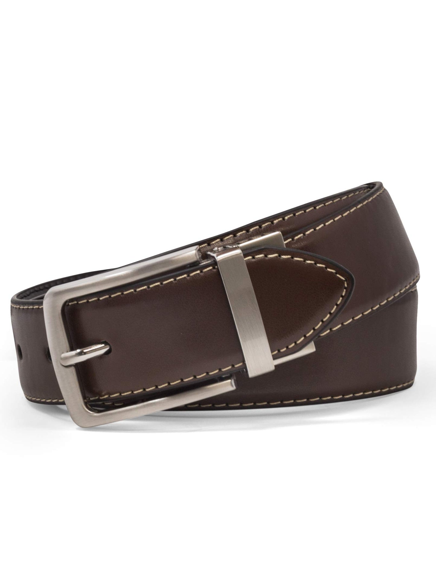 Steve Madden Reversible Men's Dress Casual Every Day Leather Belt, Brown/Black, 36