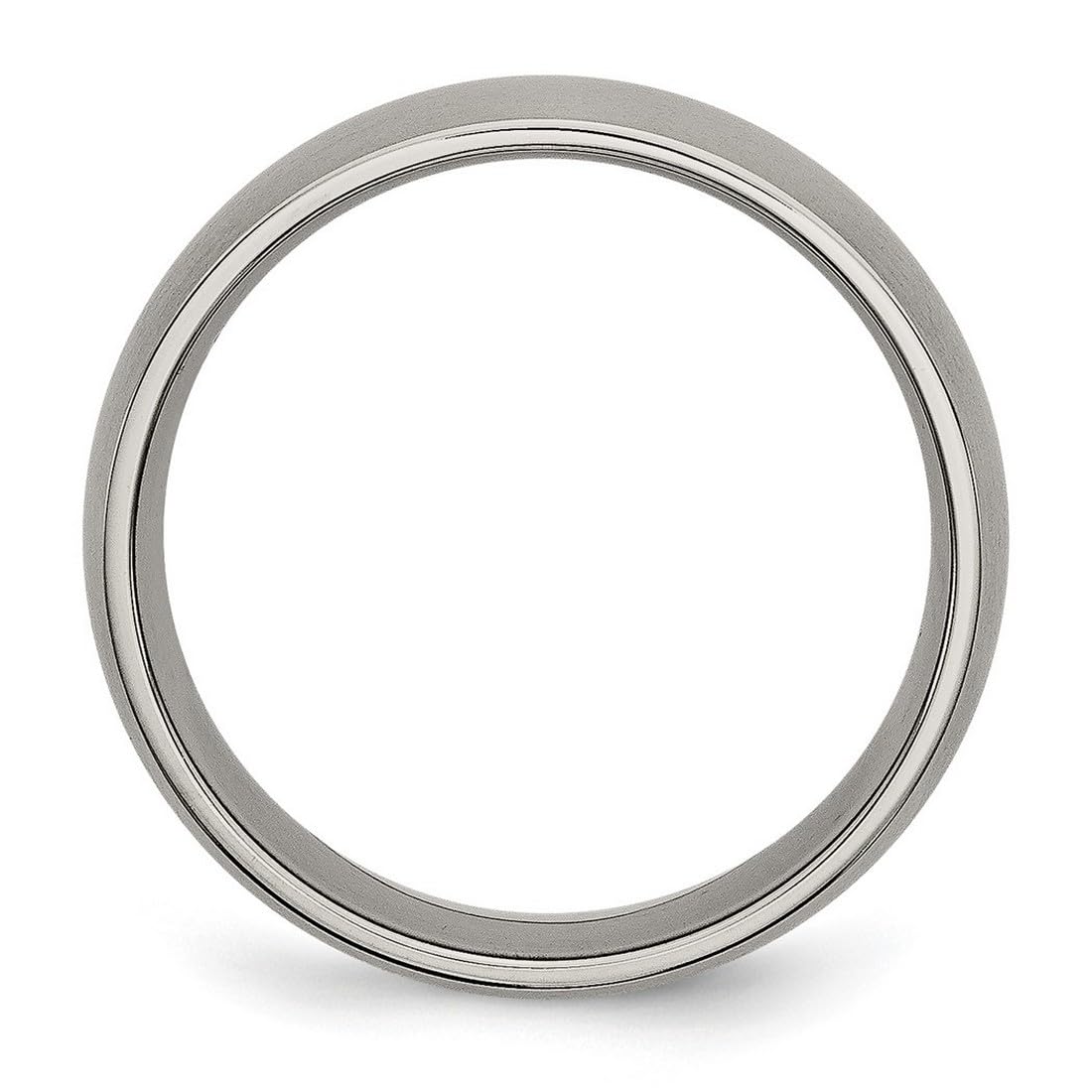 JewelryWeb Titanium Half Round 7mm Brushed Band Ring Size 9 Ring for Women and Men