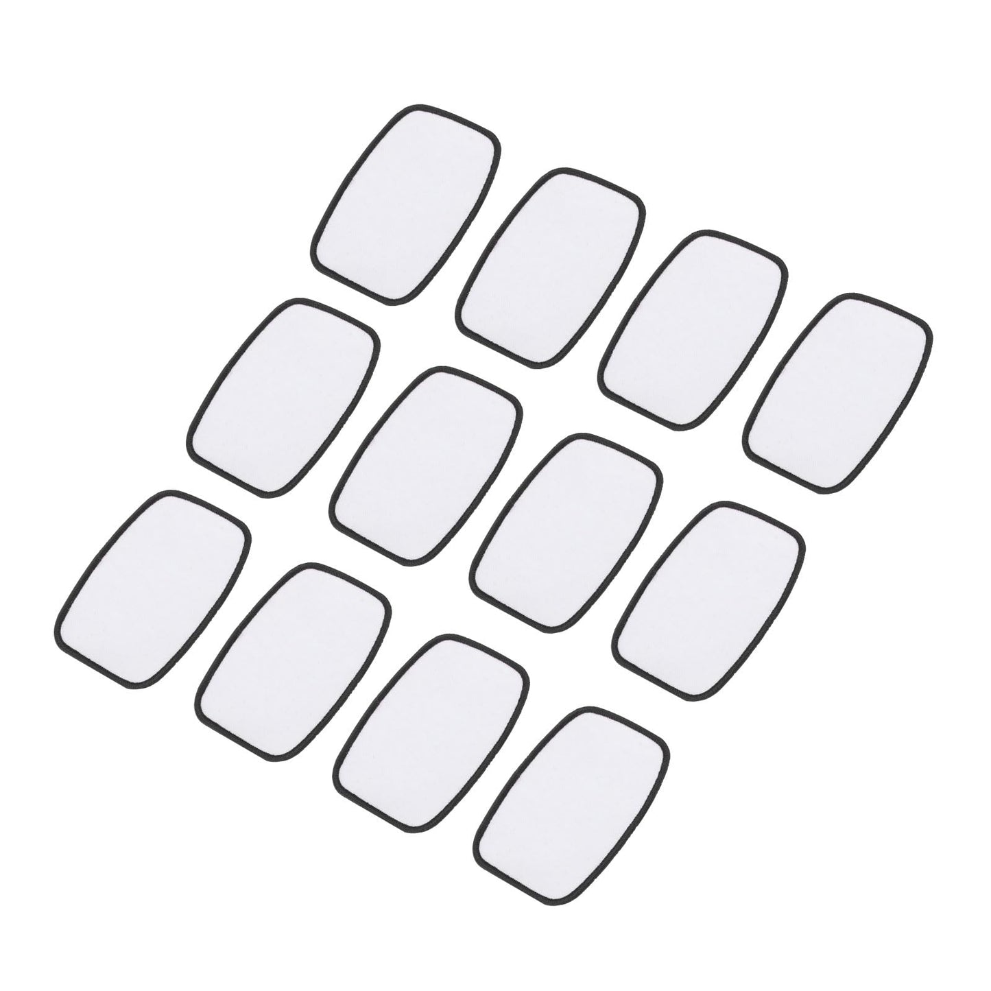 MECCANIXITY 30pcs Sublimation Patch Blank, 10x6cm/3.94x2.36 inch Fabric Iron-on Blank Heat Transfer Repair Patch for DIY Crafts Caps Clothes, White with Black Border