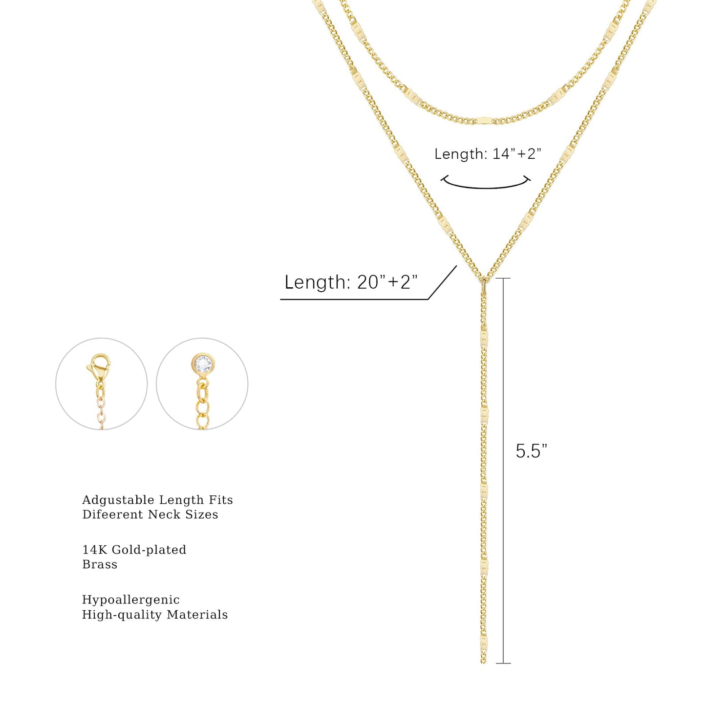 Airmb Gold Necklaces for Women Dainty Long Trendy Y Necklace 14k Gold Plated Long Necklaces for Women Trendy Layered Dot Chain Necklaces Simple Y Necklace Delicate Jewelry for Woman