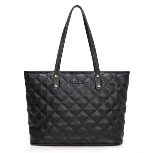 Montana West quilted black tote bag for women large tote purse for women shoulder bag womens handbags hobo purse with top zipper MWC-084BBK