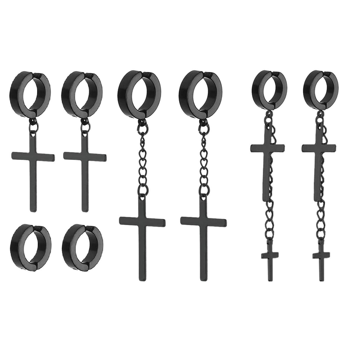 NEWITIN 4 Pairs Stainless Steel Magnetic Earrings for Men Clip on Earring Magnetic Stud Earring Unisex Non Piercing CZ Magnet Studs Diamond Cross Earrings for Women Men