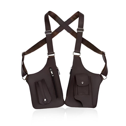 Wshxjzyay Double Shoulder Armpit Bag for Men, Anti-theft Bag with Double Shoulder Straps, Anti Theft Harness for Men Leather, Anti-theft Harness Wallet (Brown)