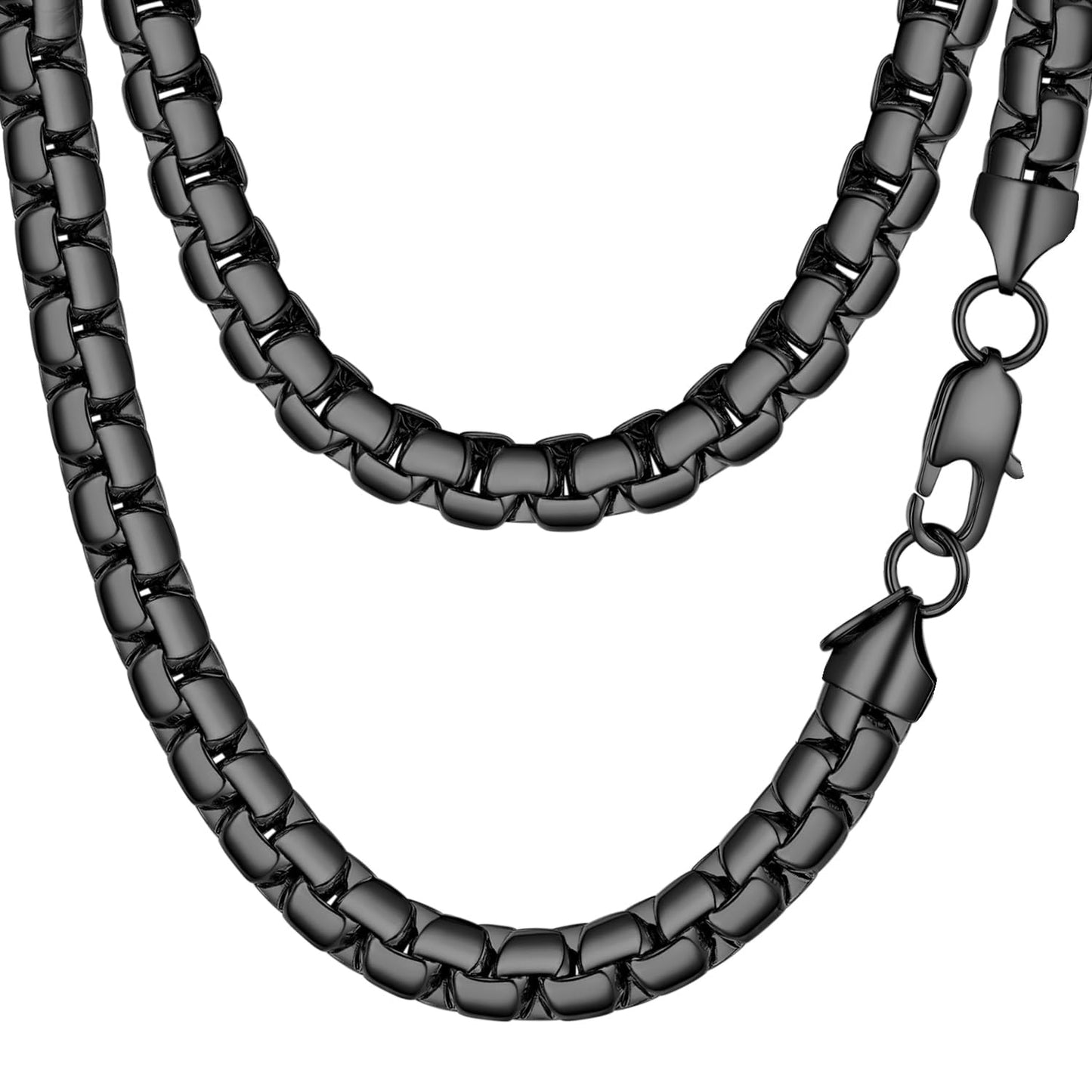 PROSTEEL Mens Chain Necklaces Black Stainless Steel Choker 8mm Chunky Flat Box Necklace for Women Hip Pop Jewelry