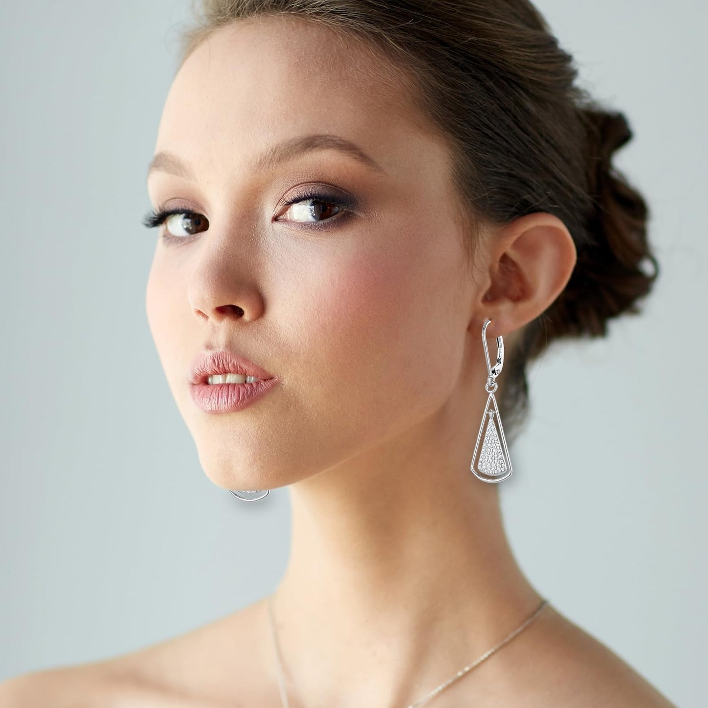 Hypoallergenic Silver Leverback Earrings for Women, Sparkly Teardrop Dangle Earrings, Lightweight, Tarnish-Resistant, Nickel-Free, Perfect for Work, Parties & Gifts