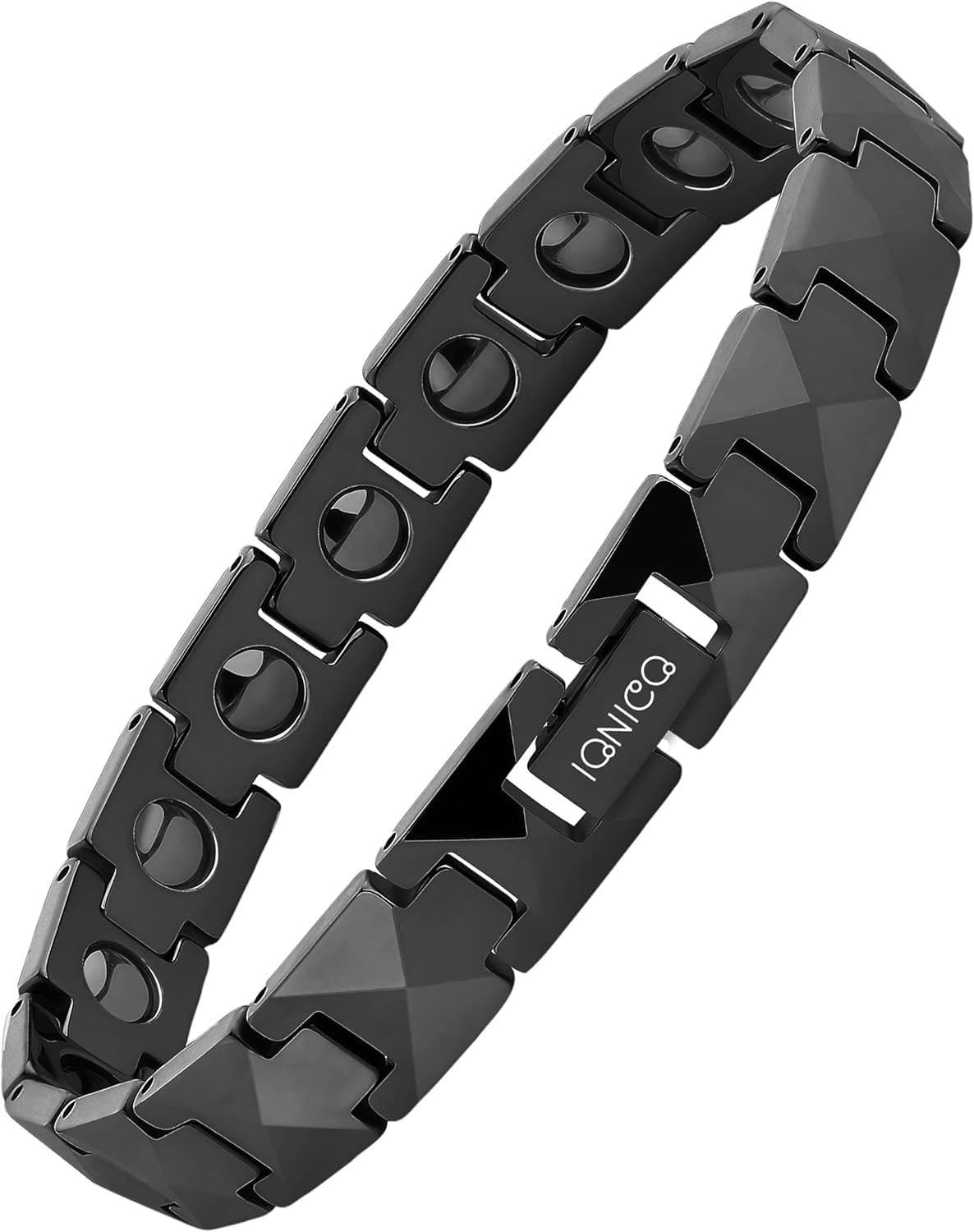 HOLVIST Magnetic Bracelet for Men and Women 4000 Gauss | Mens and Women Magnetic Bracelets | Comes with Adjustable Length, Sizing Tool and Gift Box (Black)