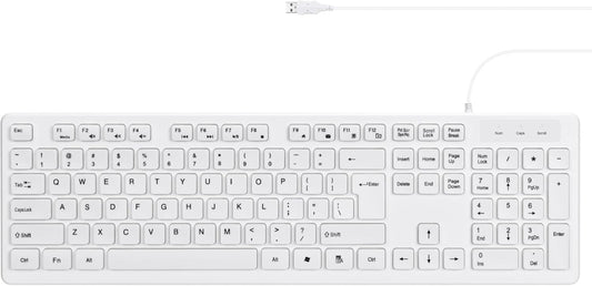 M MC Saite 104 MCSaite Wired White USB Keys Computer Keyboard with Stands,Waterproof - US Layout Compatible