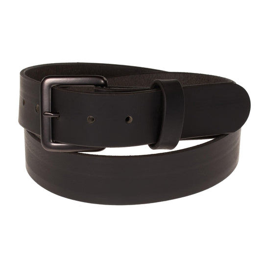 Nohma Leather, Men's Leather Belt, Made in USA, Full-Grain Leather, Casual Everyday Wear Belts, Amish Handmade (Black 5550-GM, 38" (Size 34 Pants) - Check Size Guide)